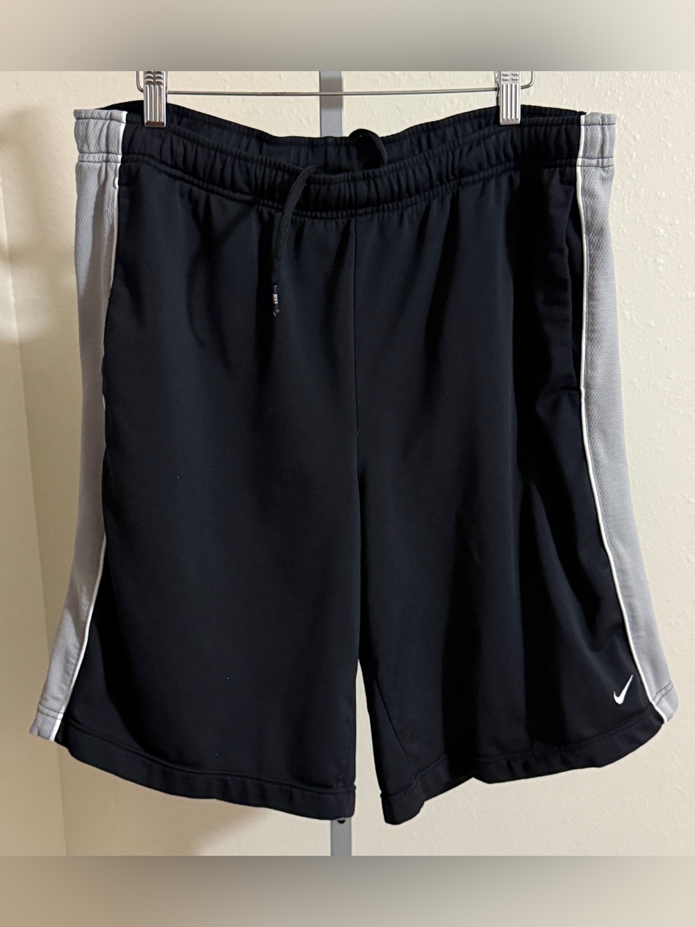 Nike Men’s Black Athletic Shorts with Gray Side Panels, Size XXL